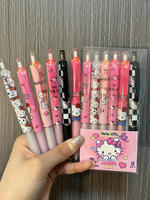 6Pcs Sanrio Gel Pen Hello Kitty Cartoon Kuromi ST Quick Drying Black 0.5mm Press The Ballpoint Pen Learning Stationery Gifts