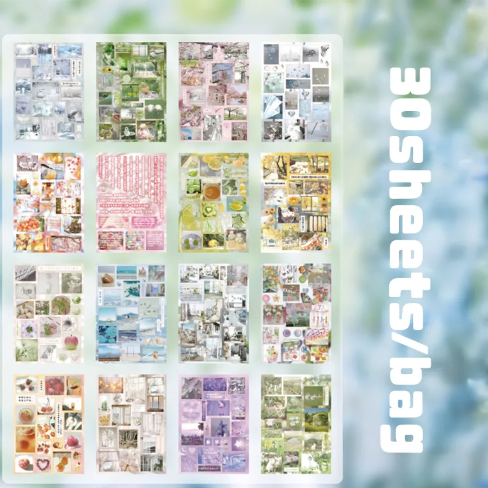 

Cute 30 Sheets Sticker Book Memory Crease Series Cartoon Diary Sticker Gift DIY Scrapbook Sticker Stationery Supplies