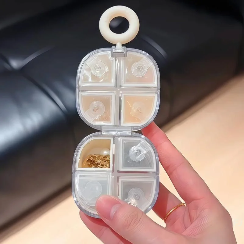 [YU]8 Grid Magnetic Folding Flower Storage Box For Anti-oxidation Earrings Studs Necklaces Rings Jewelry Mini Portable