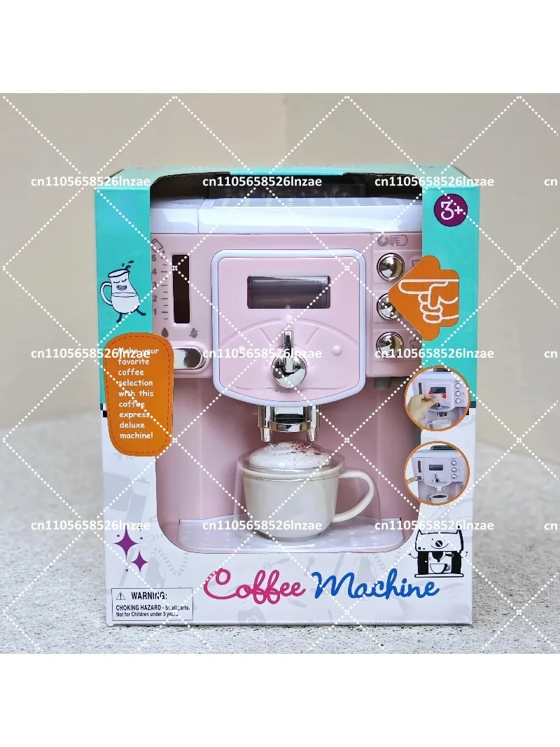 Sound and Light Electric Coffee Machine Toy Set with Water Tank, Real Drinking Function for Kids