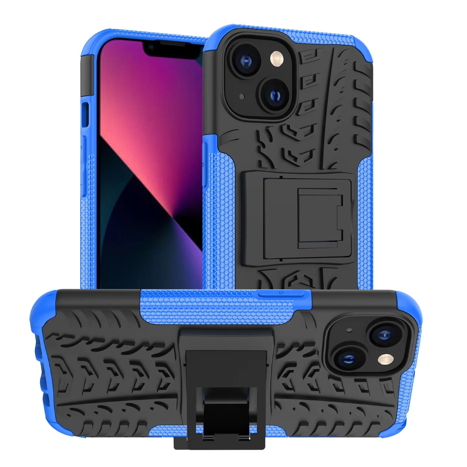 

For iPhone 14 case Armor Silicone Rubber Anti drop Phone Stand protective Phone cover