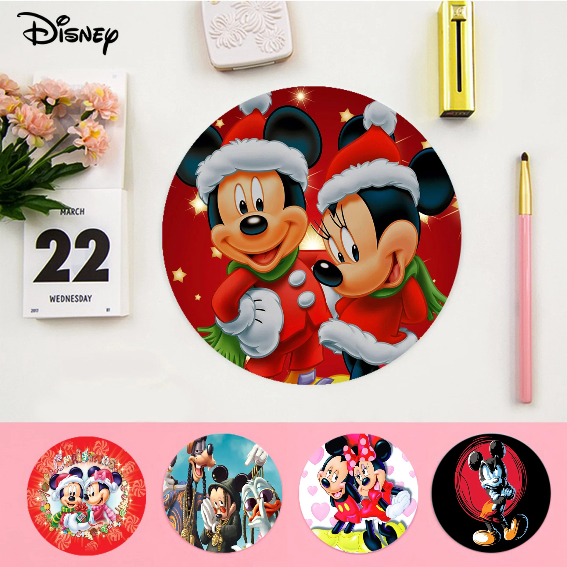 Cute Disney Mickey Minnie Mousepad Round Speed Version Game Computer Keyboard Office Table Mat PC Laptop Mouse Mat Desktop Mat