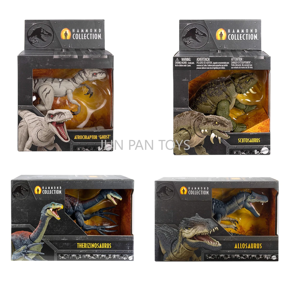 Jurassic World colección Hammond joven Triceratops Atrociraptor 'Ghost' Therizinosaurus Allosaurus figura de dinosaurio juguetes para niños 1 pieza