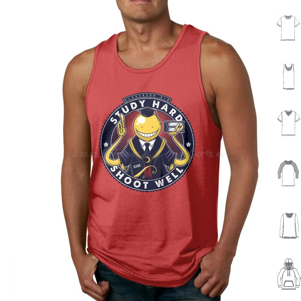 Camisetas sin mangas para el aula 3-E, algodón estampado, estudio de asesinato en el aula, Koro Sensei, manga de Anime, pulpo, comedia dura