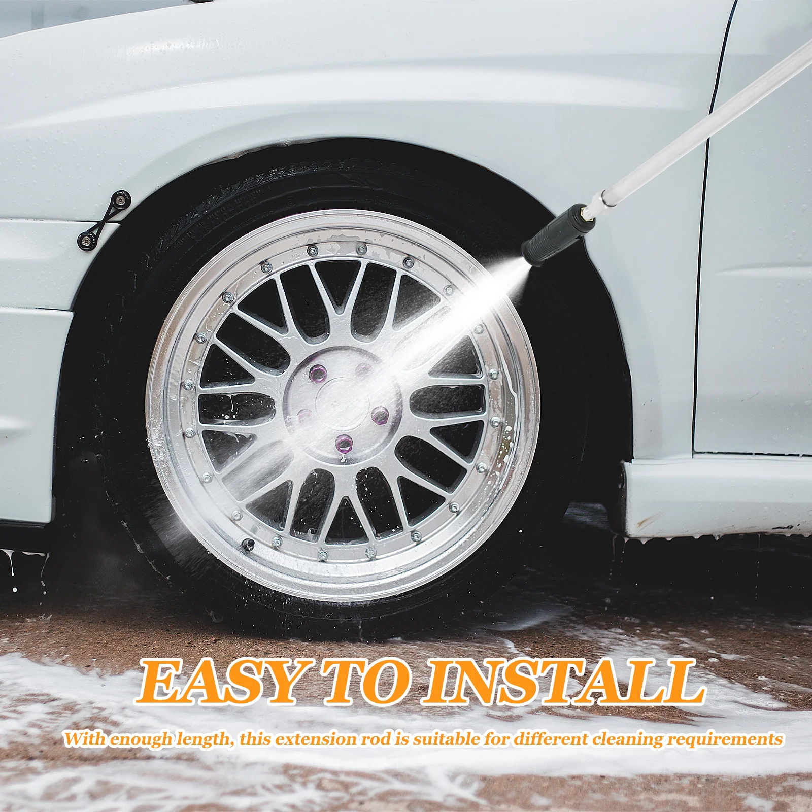 

2Pcs High Pressure Washer Extension Stick Sturdy Metal Construction Universal Fit for Power Washer Cleaning Accessories