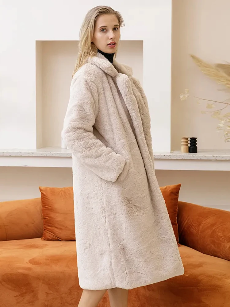 Winter Plush Coat Women Warm Thick Fluffy Overcoat Female Elegant Fashion Faux Fur Coats Lady Casual Loose Long Teddy Outerwear