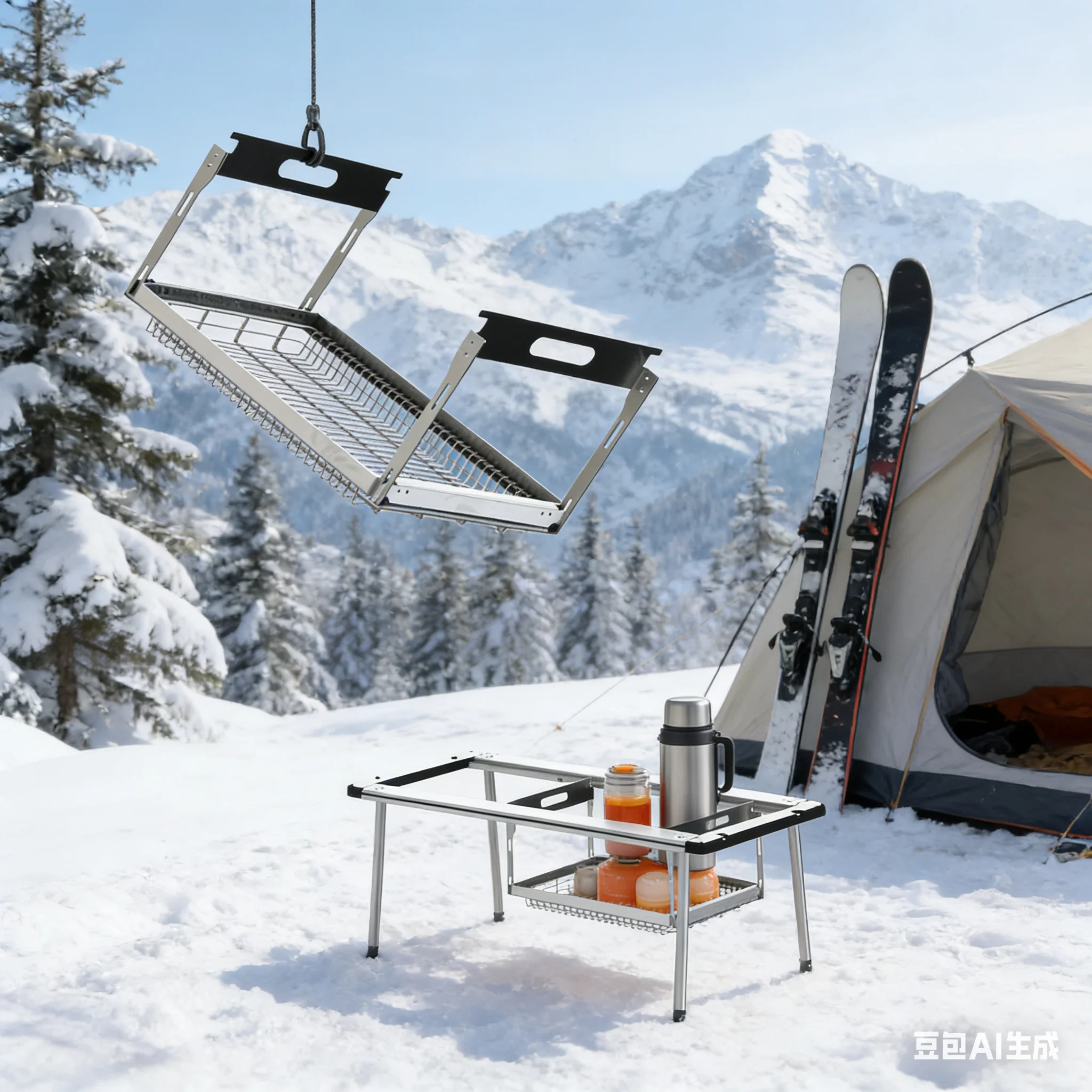 

Складная вешалка для хранения стола IGT, 2-универсальный уличный походный стол, складной стол для пикника, вешалка 530x370x230 мм, алюминиевый сплав