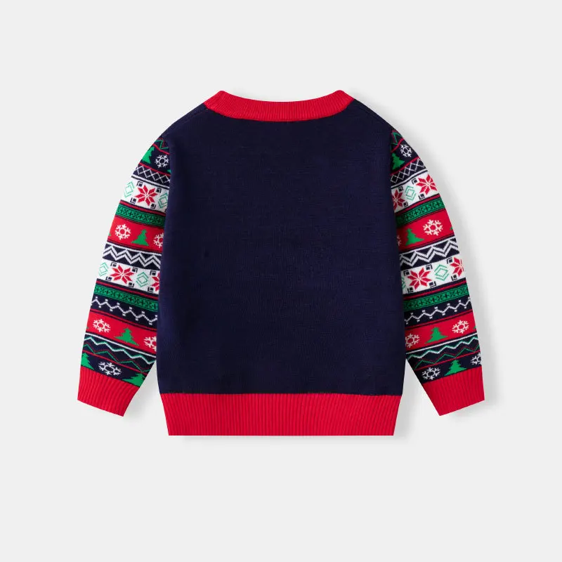 2026 new European and American autumn and winter children's cartoon gingerbread man Christmas sweater for boys and girls with b