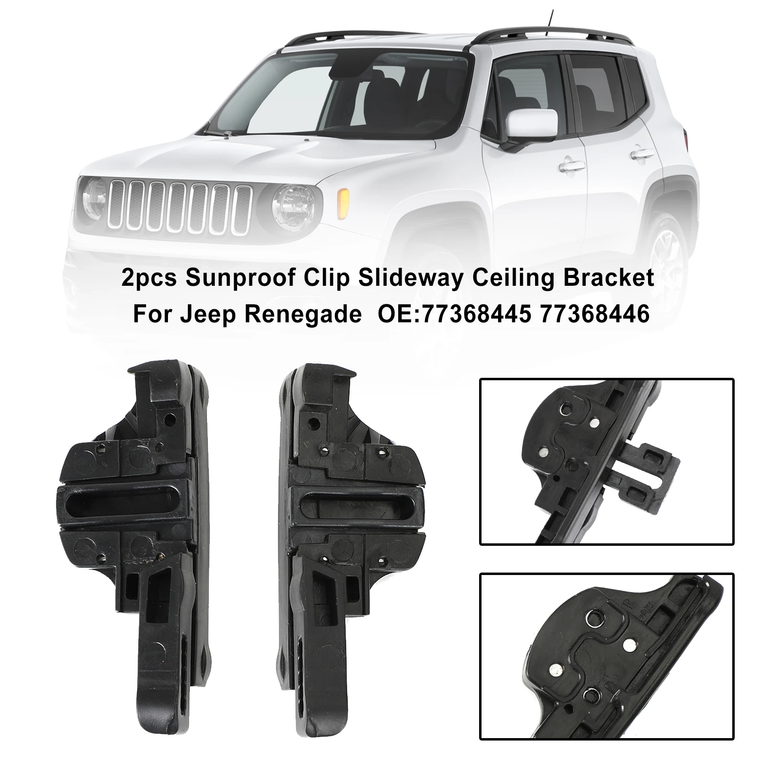 

Artudatech 2pcs Sunproof Clip Slideway Ceiling Bracket For Jeep Renegade 77368445 77368446 Car Accessories