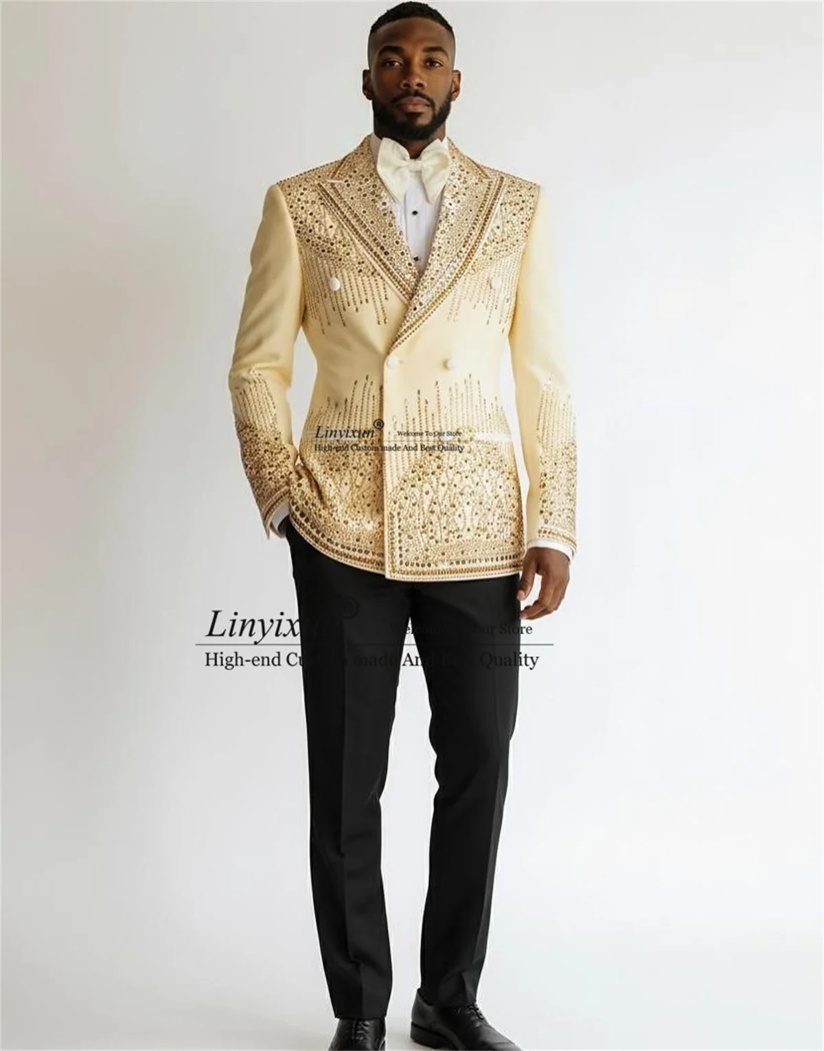 

Высококачественные мужские костюмы со стразами и кристаллами, комплекты из 2 предметов, свадебные смокинги, двубортный тонкий пиджак для жениха по индивидуальному заказу, Ropa Hombre