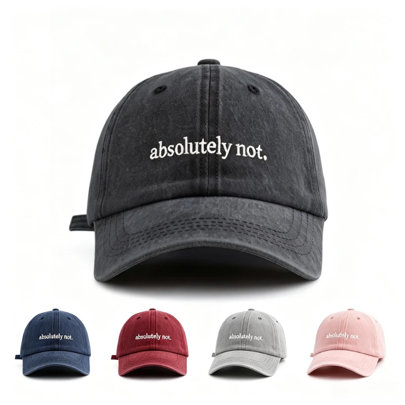 Vintage Washed Absolutely Not Embroidery Baseball Cap Curved Brim Dad Hat Casual Outdoor Sun Hat Women Trendy Daily Fashion Hat
