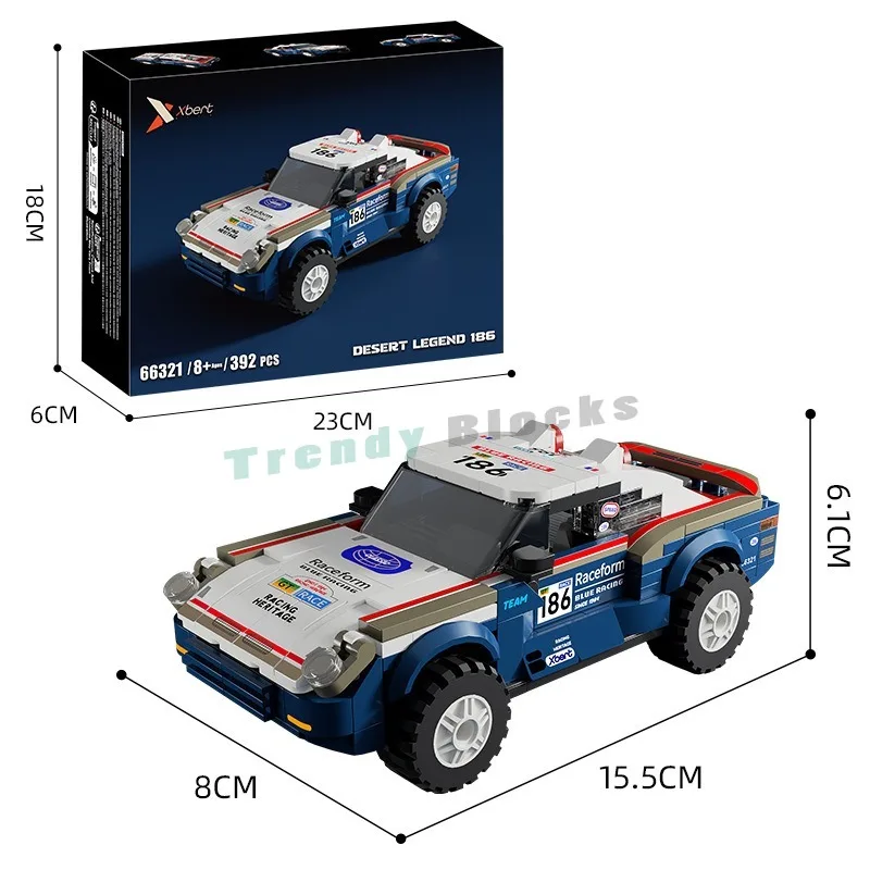 392PCS Desert Legend 186 Racing Car Building Blocks,Sports Car Off-road Vehicle Desktop Ornament Toys Holiday Child Adult Gifts