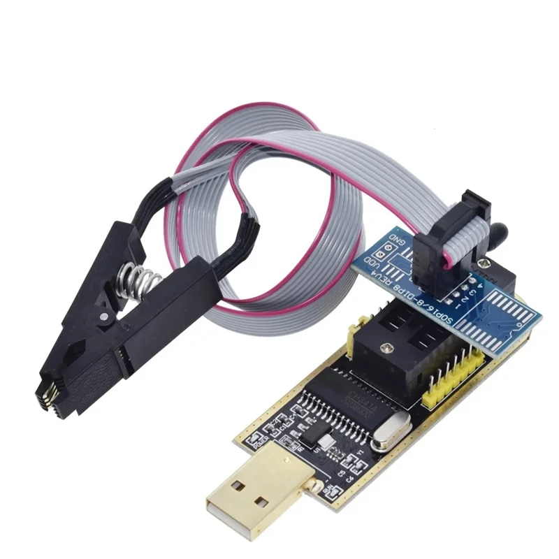 TZT CH341A CH341B 24 25 Series EEPROM Flash BIOS USB Programmer Module SOIC8 SOP8 Test Clip For EEPROM 93CXX / 25CXX / 24CXX