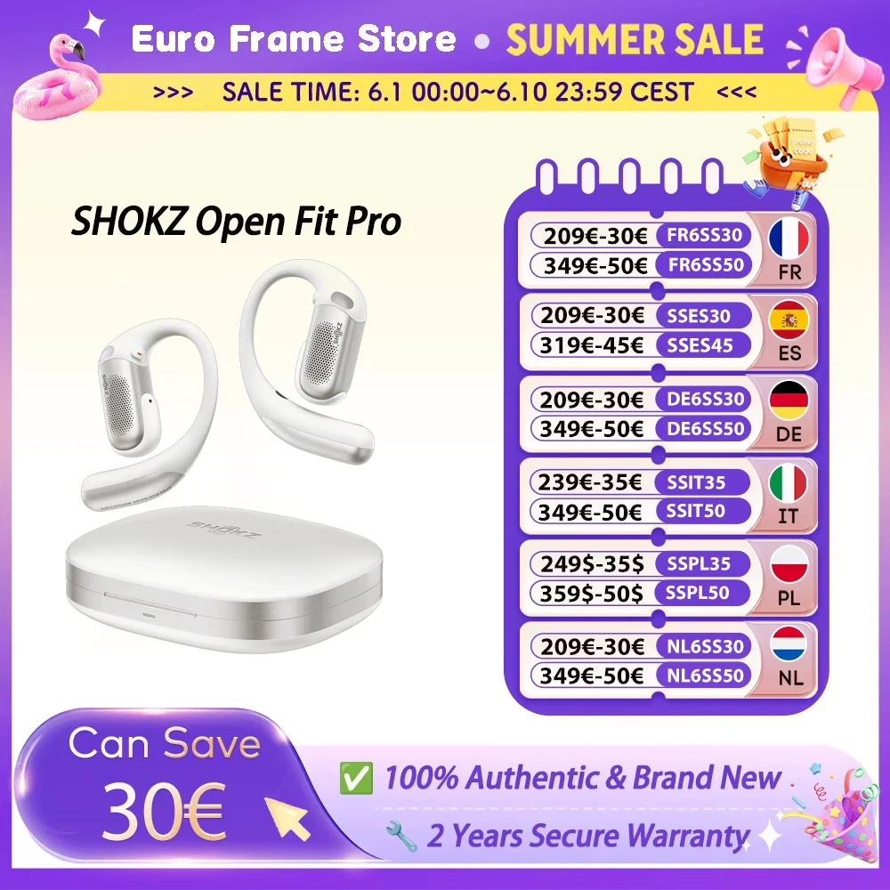 Écouteurs sans fil SHOKZ OpenFit Pro T010 avec réduction de bruit, Bluetooth 5.3, étanches IP55, autonomie de 50h, pour le sport, expédition UE