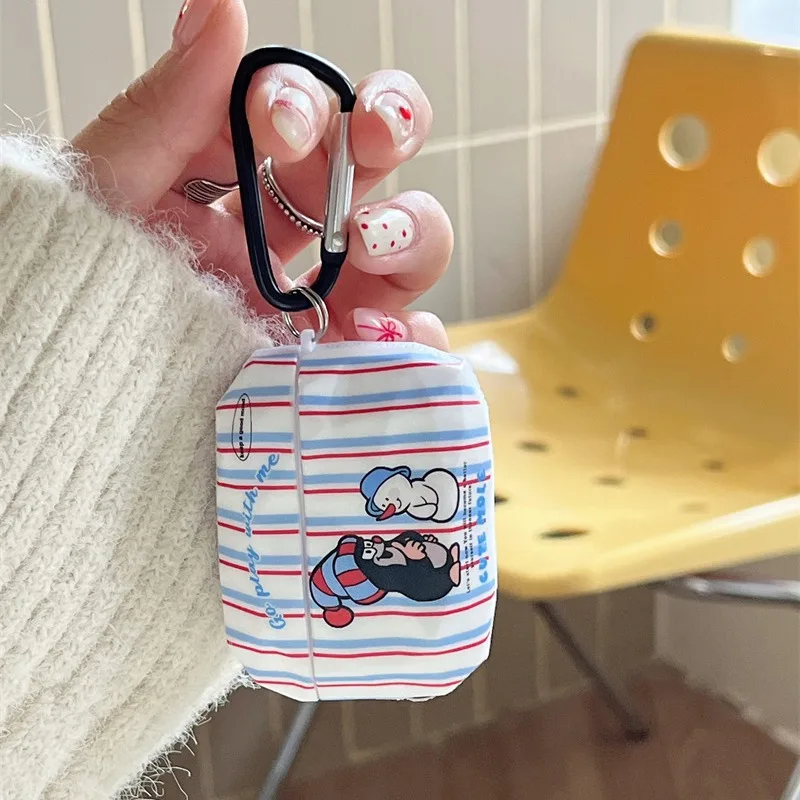 Custodia per talpa a strisce di cartone animato per AirPods 4 Airpod 1 2 3 Pro Pro2 Auricolari Bluetooth Scatola di ricarica Custodia protettiva per auricolari