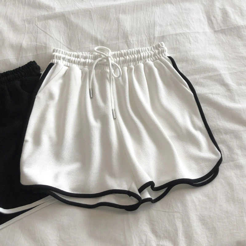 Women Striped Casual Shorts Korean Harajuku Loose All Match Sports Shorts Summer Fashion Simple Yoga Thin Mini Shorts Female image 5