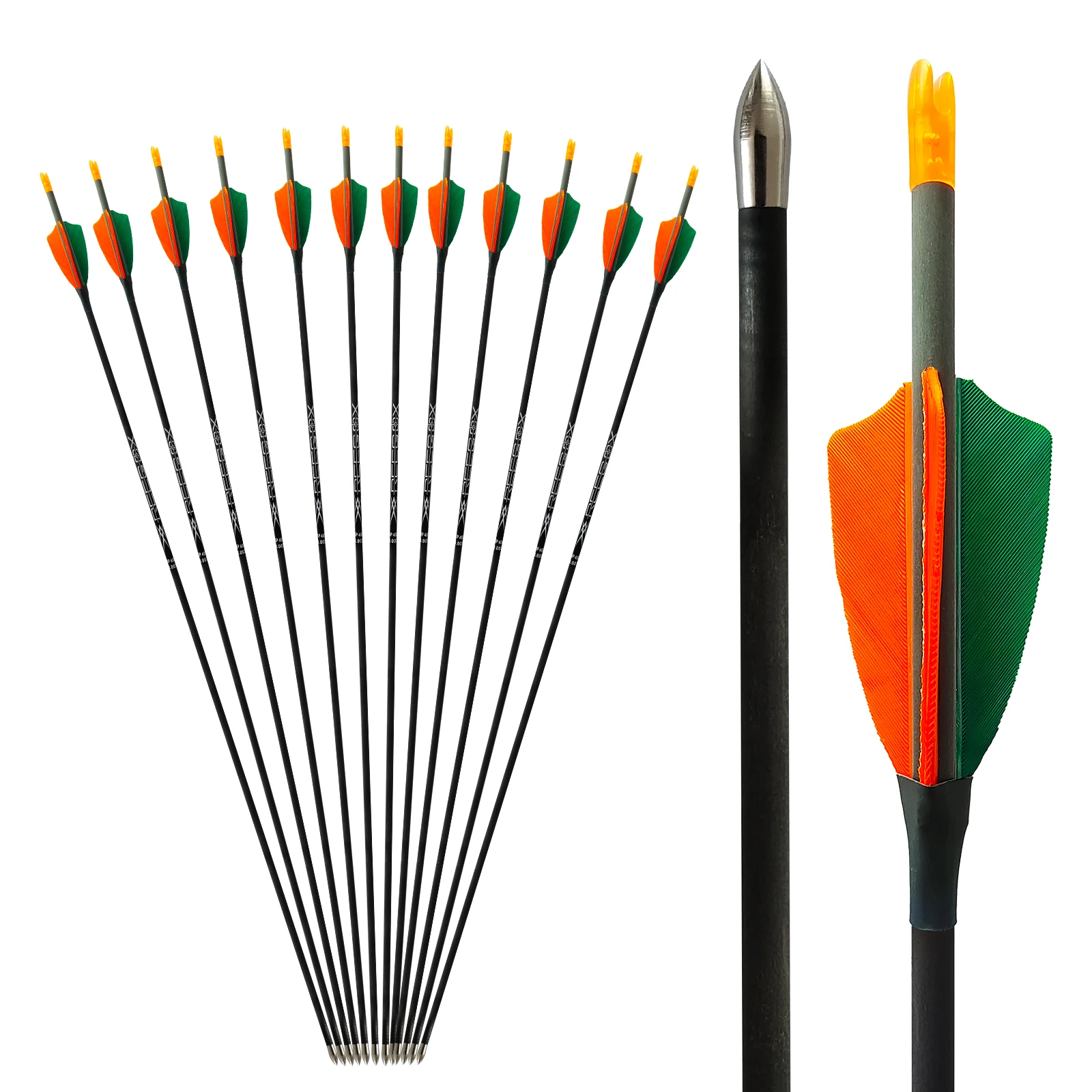 

12Pcs ID4.2mm 31inch Archery Accessories Carbon fiber Shaft with turkey feather Vanes