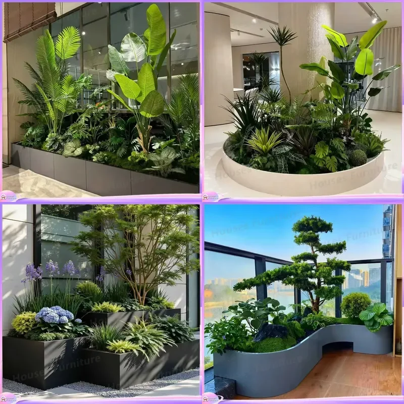 Large Modern Waterproof Metal Flower Pot Box Custom Outdoor Garden Planter Rectangular Raised Bed for Balcony Patio Yard