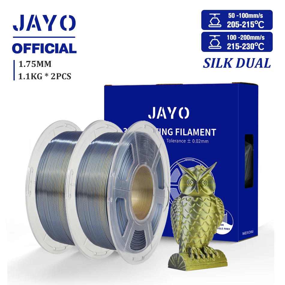 JAYO SILK/PLA Rainbow Filament 3D-printer voor 3D-pen voor tekenen 2,2 kg 1,75 mm afdrukmaterialen voor 3D-printer