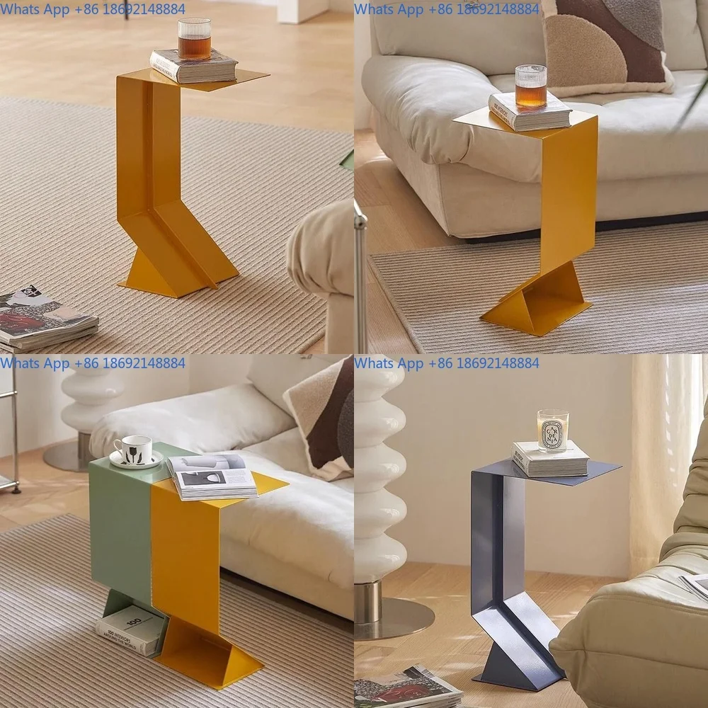 

Nordic style creative side table colorful dopamine metal minimalist small coffee table living room modern simple storage corner