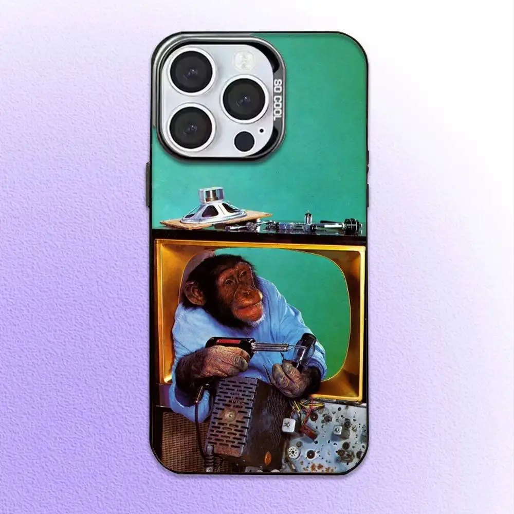 Monkey Gorilla Ape COOL  Phone Case For iPhone17,16,15,14,13,12,11 Plus,Pro Max Colored Silver Plated Inside Cover