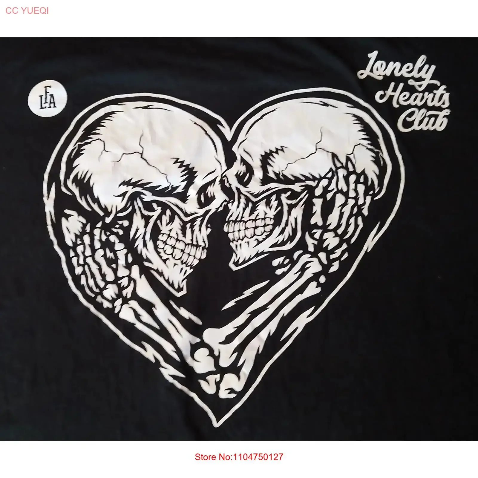 Franchise Los Angeles Lonely Hearts Club Schwarzes doppelseitiges T-Shirt Größe XL Vintage Washed Homme Fashion Unisex Streetwear