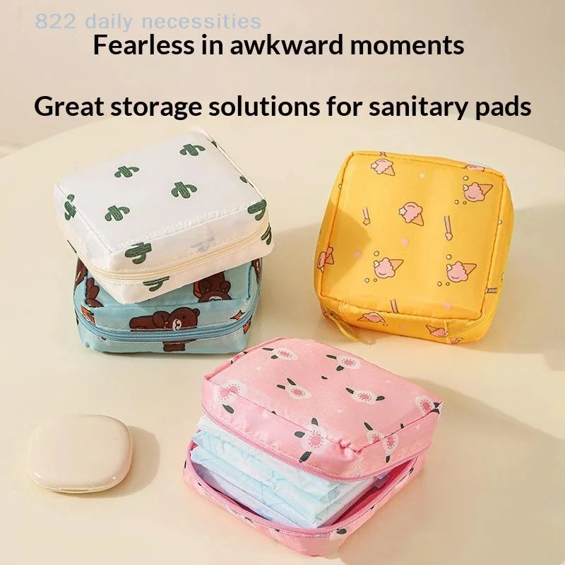 convenient1PC Portable Women Sanitary Napkin Tampon Storage Bag Waterproof Organizer Pouch Cartoon Pattern Sanitary Napkin Bag