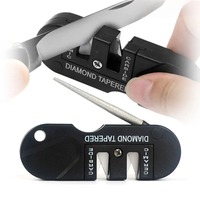 Multifunction 4-in-1 Knife Sharpener Pocket  Foldable Sharpening Stone with 3 Stages Ceramic & Carbide & Diamond Tapered