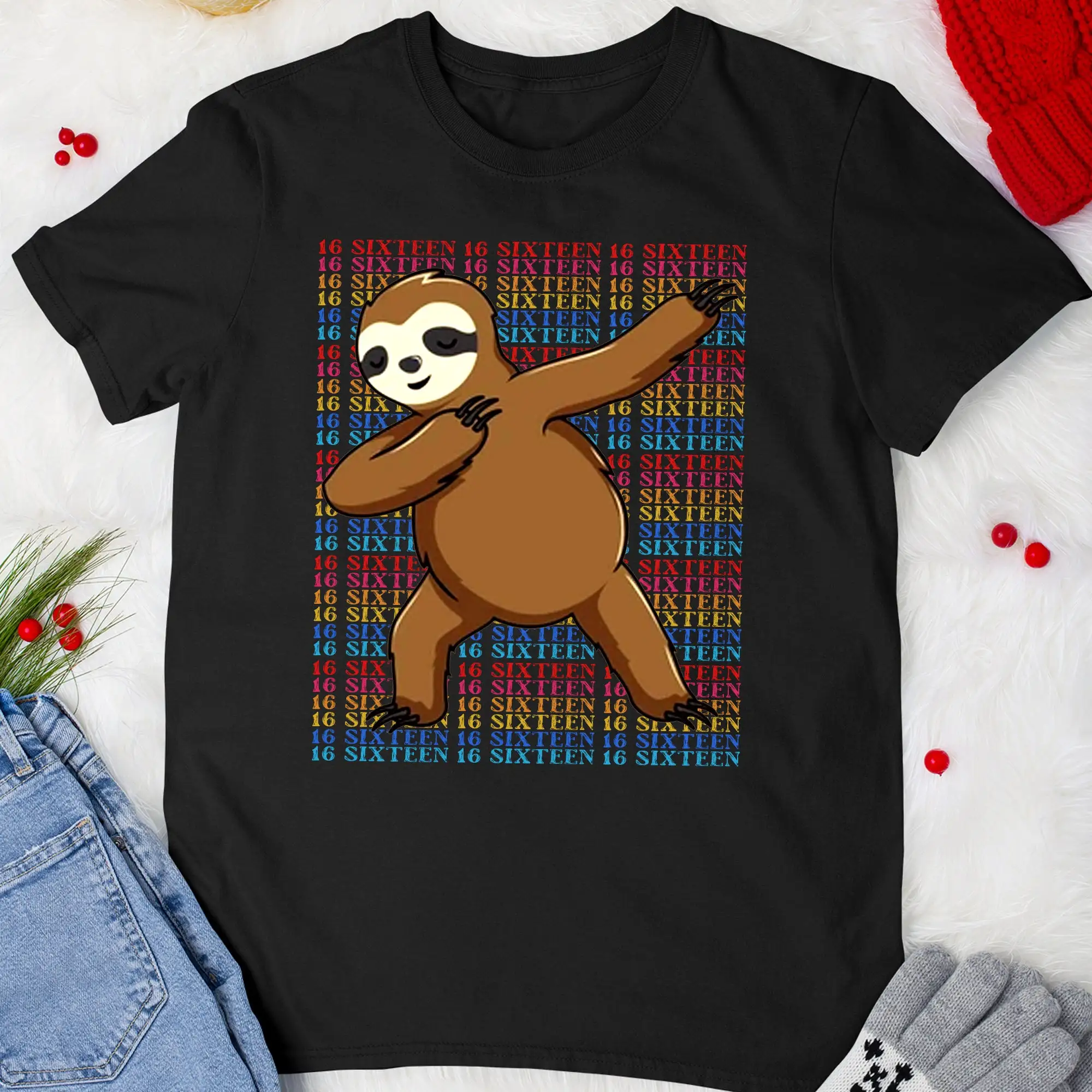 16th Birthday T Shirt Dabbing Sloth 16 Sixteen Years Old Lovers For Boys Girls