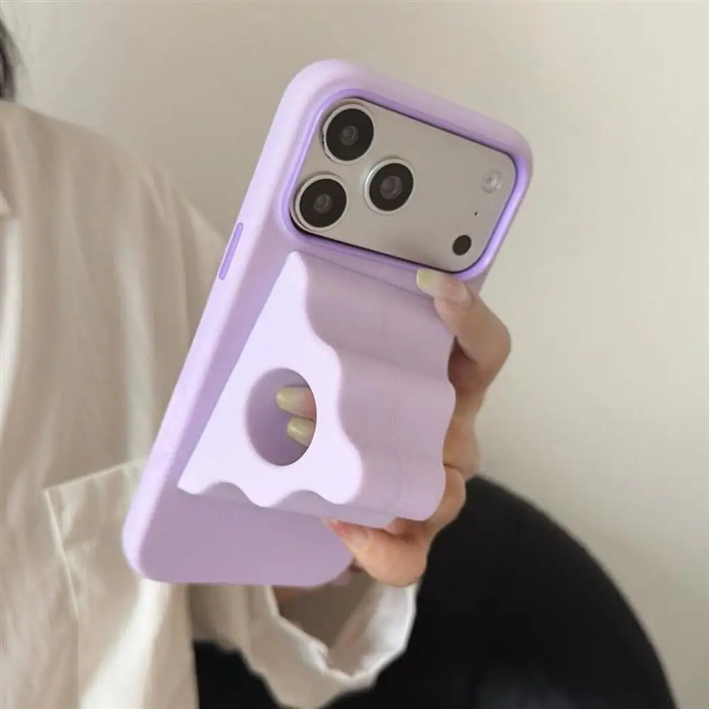 New Solid Color Glacier Magnetic Bracket 2-in-1 Phone Stand & Finger Grip Triangular Corrugated Silicone Phone Holder