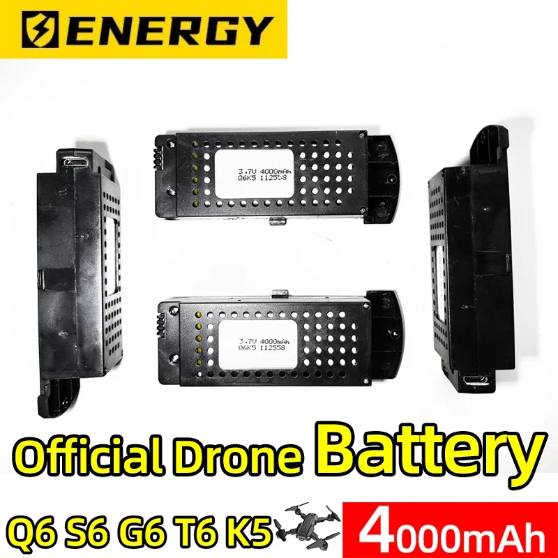 Q6 Drone Official Battery 4000mAh 3.7V LIPO Battery Long Time Flight for Q6 S6 G6 T6 K5 8K RC Drone Batteries