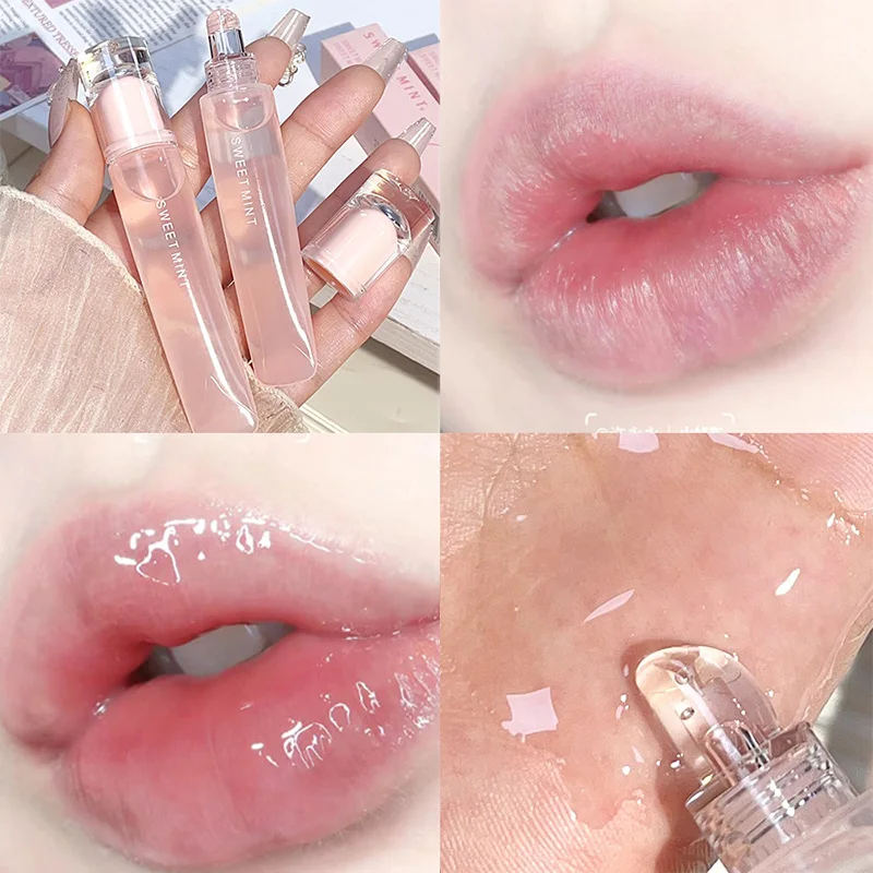 Brillo de labios gelatinoso, brillo de labios hidratante de larga duración, aceite de labios transparente, luz de agua, brillo de espejo líquido, maquillaje coreano