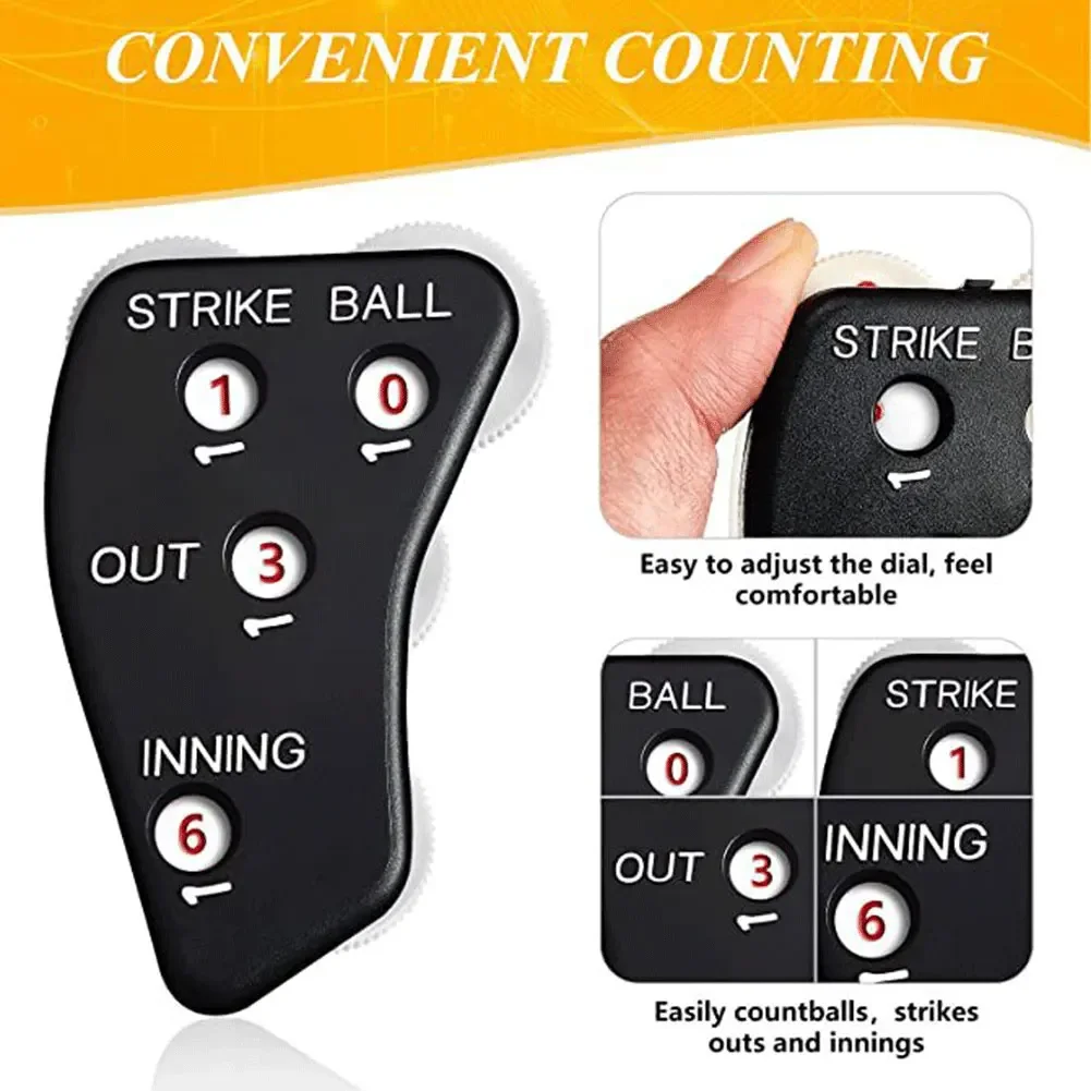 

4 Wheel Referee Counter with Lanyard Referee Indicator Handheld Softball Counter for Scorekeeper Recording Outs & Innings Balls