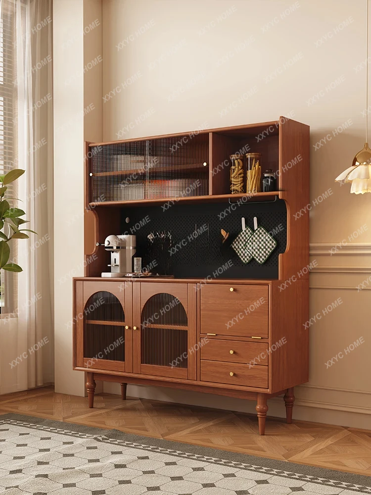 French Retro Solid Wood Sideboard Wall Integrated Home Multi-Functional Tea Cabinet