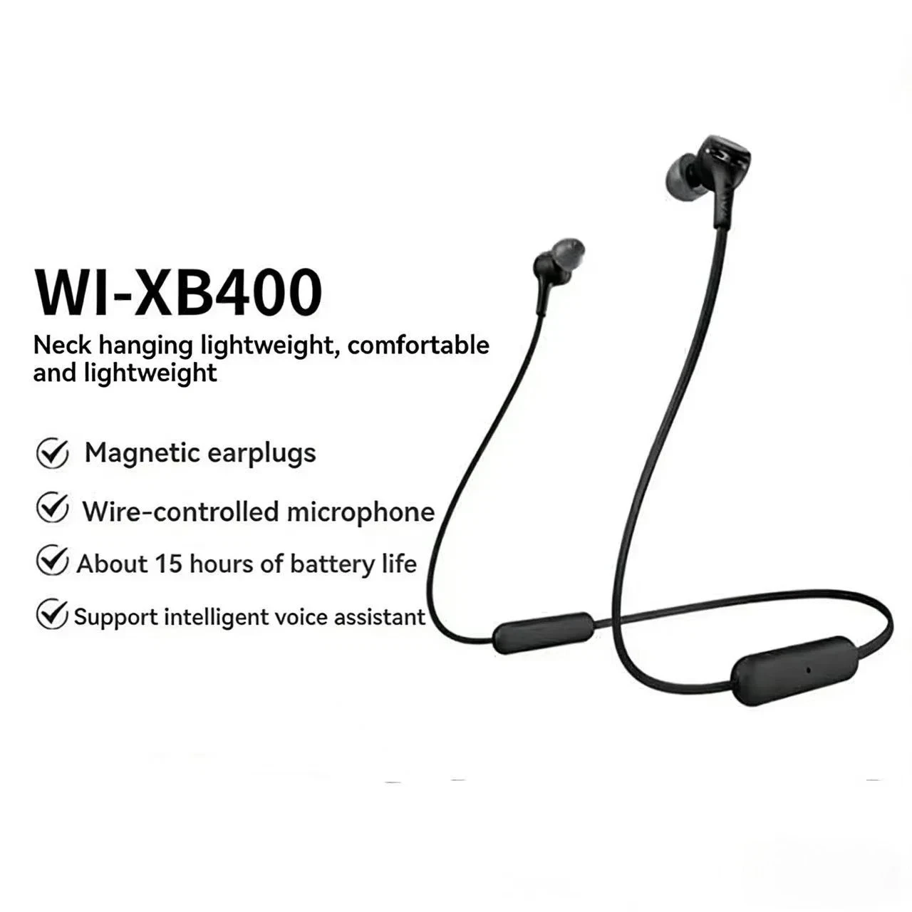 Sony WI-XB400 Powerful Bass Neck Hanging Bluetooth Earphones Deep Bass Wireless Stereo Call Clear and Long lasting Battery Life view 5