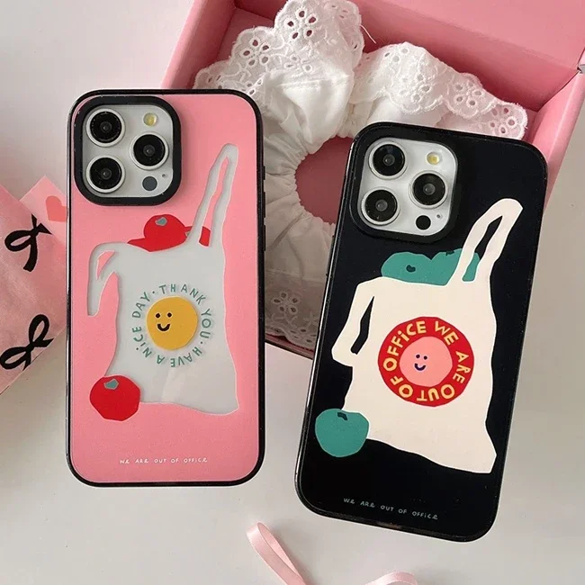 

Cartoon Bag 2.0 Acrylic Black Border Phone Case Cover for iPhone 11 12 13 14 15 16 Pro Max Case