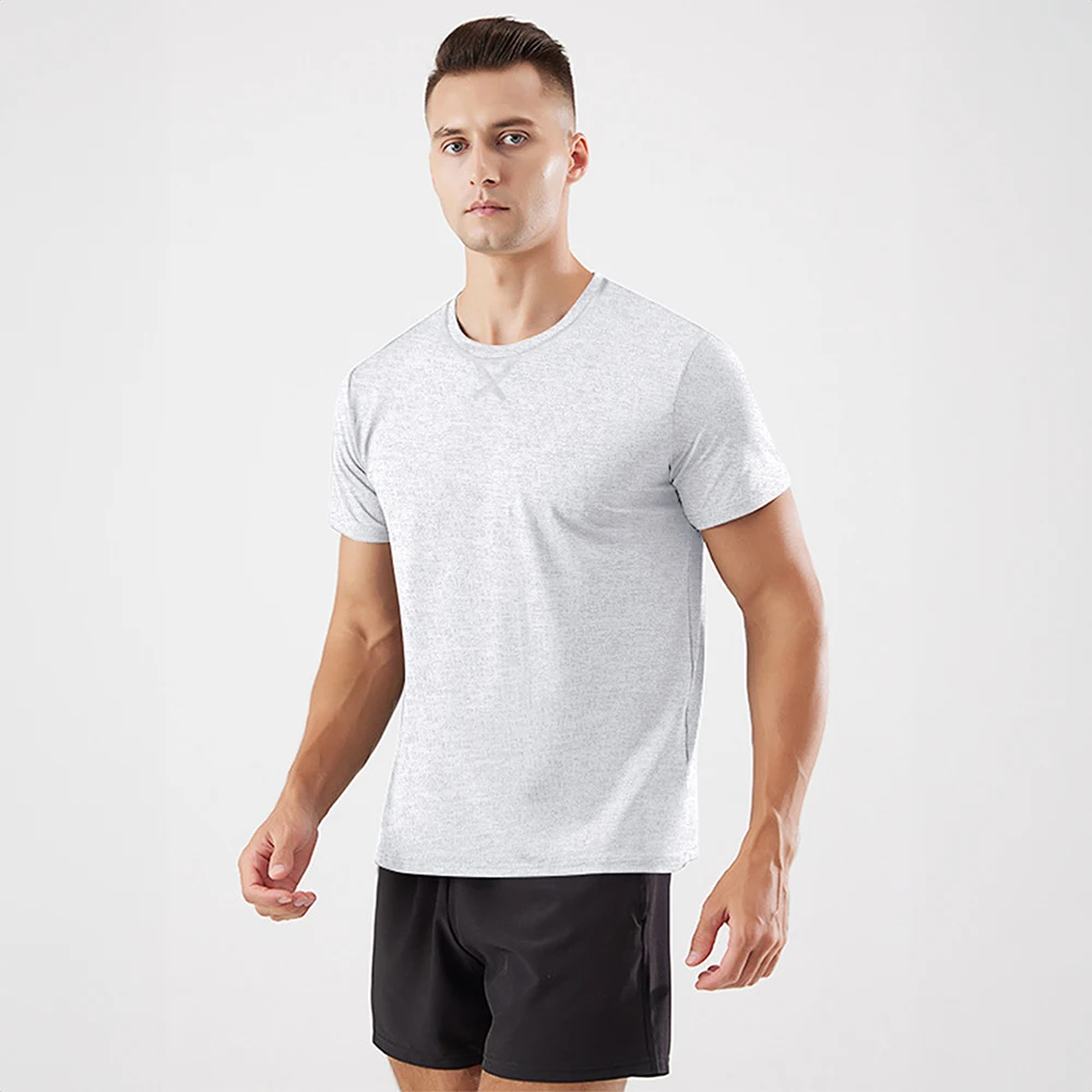 Men's New T-shirt 12 Colors Casual Sports Fitness Short Sleeve T-shirt Round Neck Knit Casual Breathable Top Men's Clothing