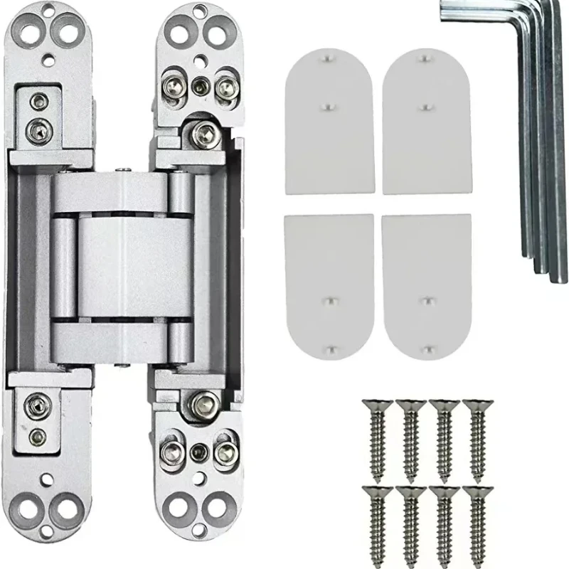1PCS Interior  Wood Door Hidden Hinge 180 Degree 3D Adjustable Zinc Alloy Invisible Hinge