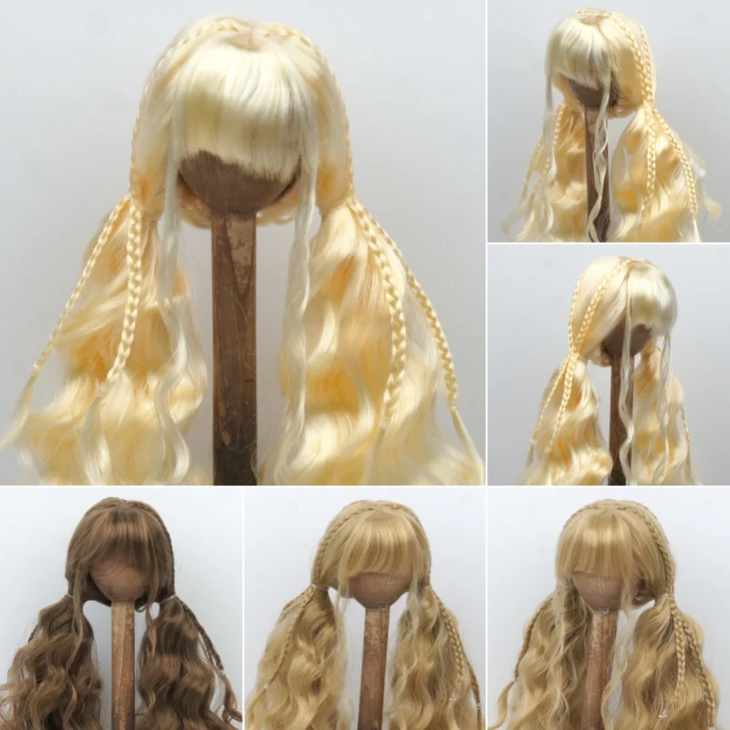 1/8 1/6 1/4 1/3 JD858 Long Soft Yaki Wave Pony with Twins Mini Braids BJD Wigs OB11 YOSD MSD SD DOD Blythes Hair