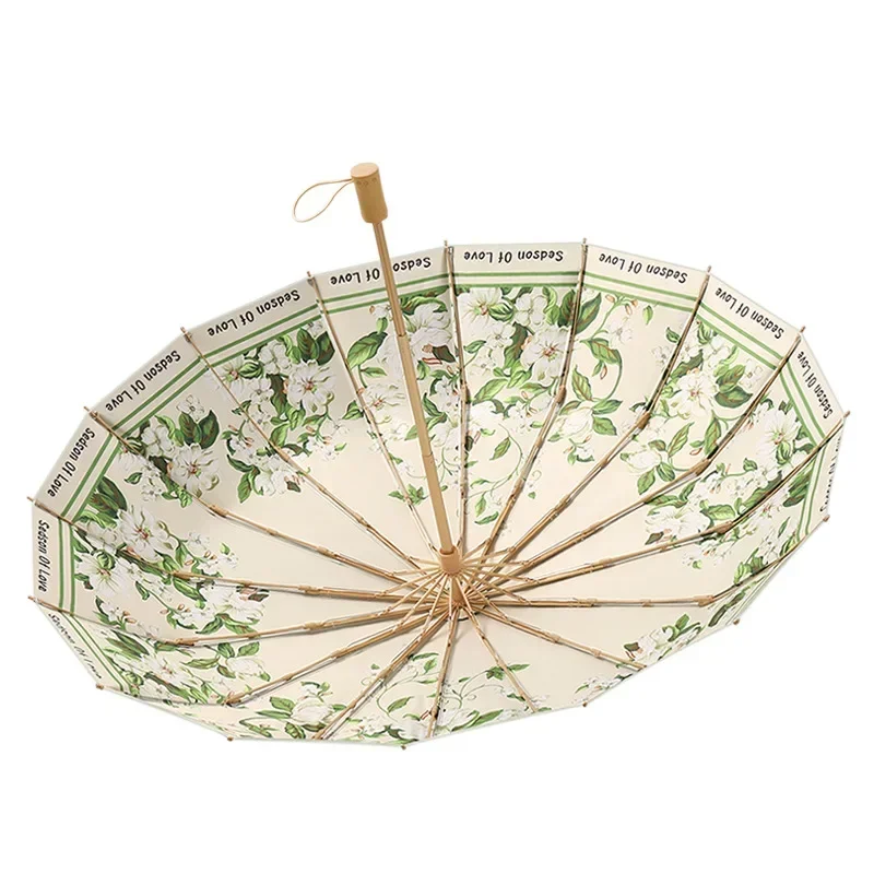 

16-Bone retro plus-size sun umbrella, sun protection, UV protection, weather and rain dual-purpose three-fold umbrella