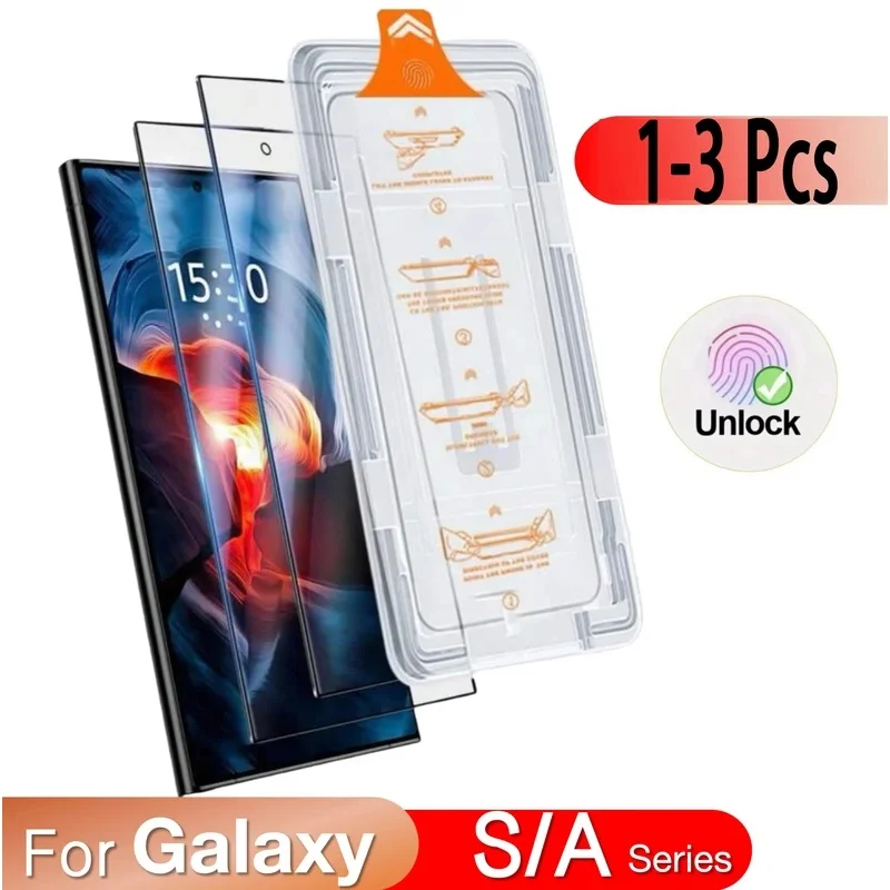 Dust Free Install Tempered Glass For Samsung Galaxy S26 Ultra S25 S24 S23 S22 A56 5G A55 A54 A53 A52 A36 A35 Screen Protector
