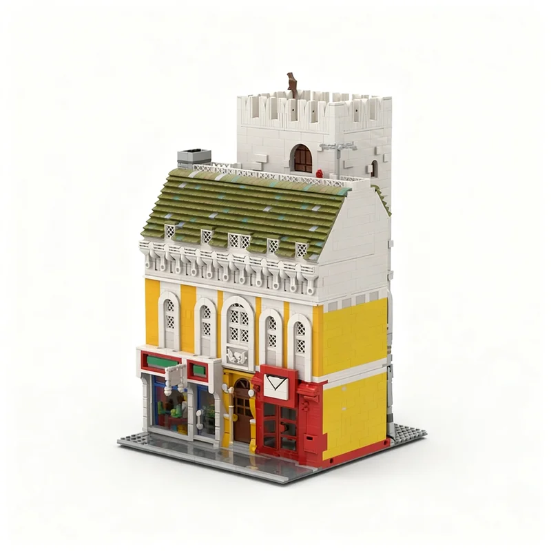 5831pcs MOC Modular Buildings K8008 - Pizzeria Post Office Model Building Blocks 3D Display Education Assemble Idea Creative
