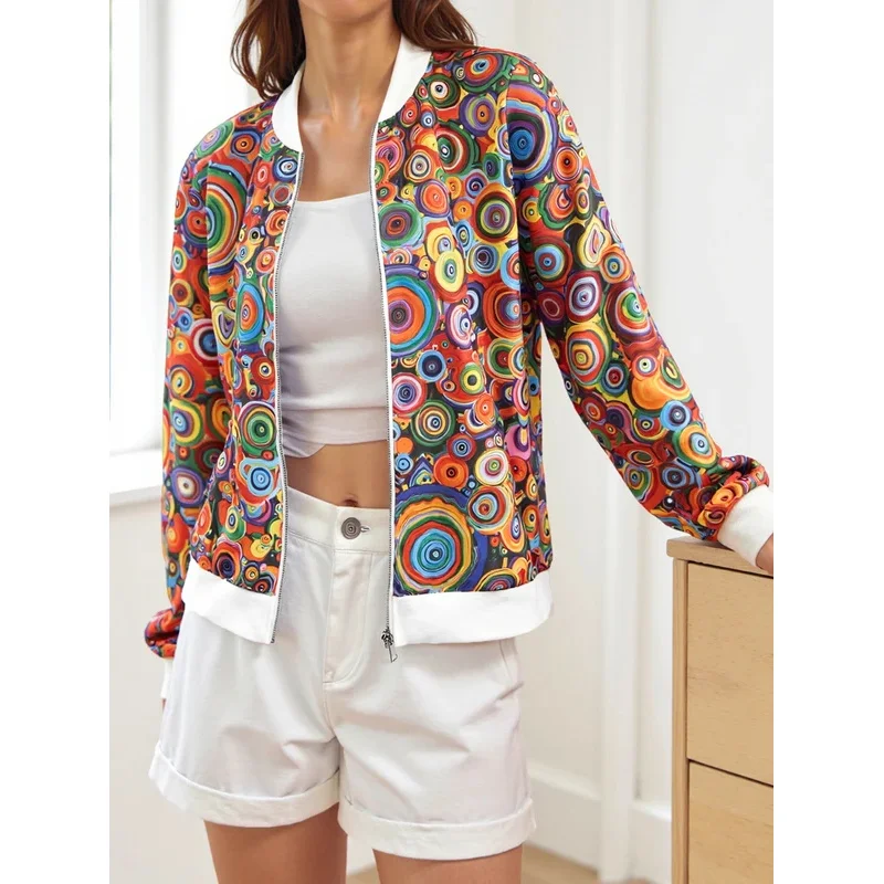 Women's Zip - Up Bomber Jacket, Zebra Print Design, Long - Sleeve, Ideal for Casual & Streetwear, Must - Have Fall Outerwear