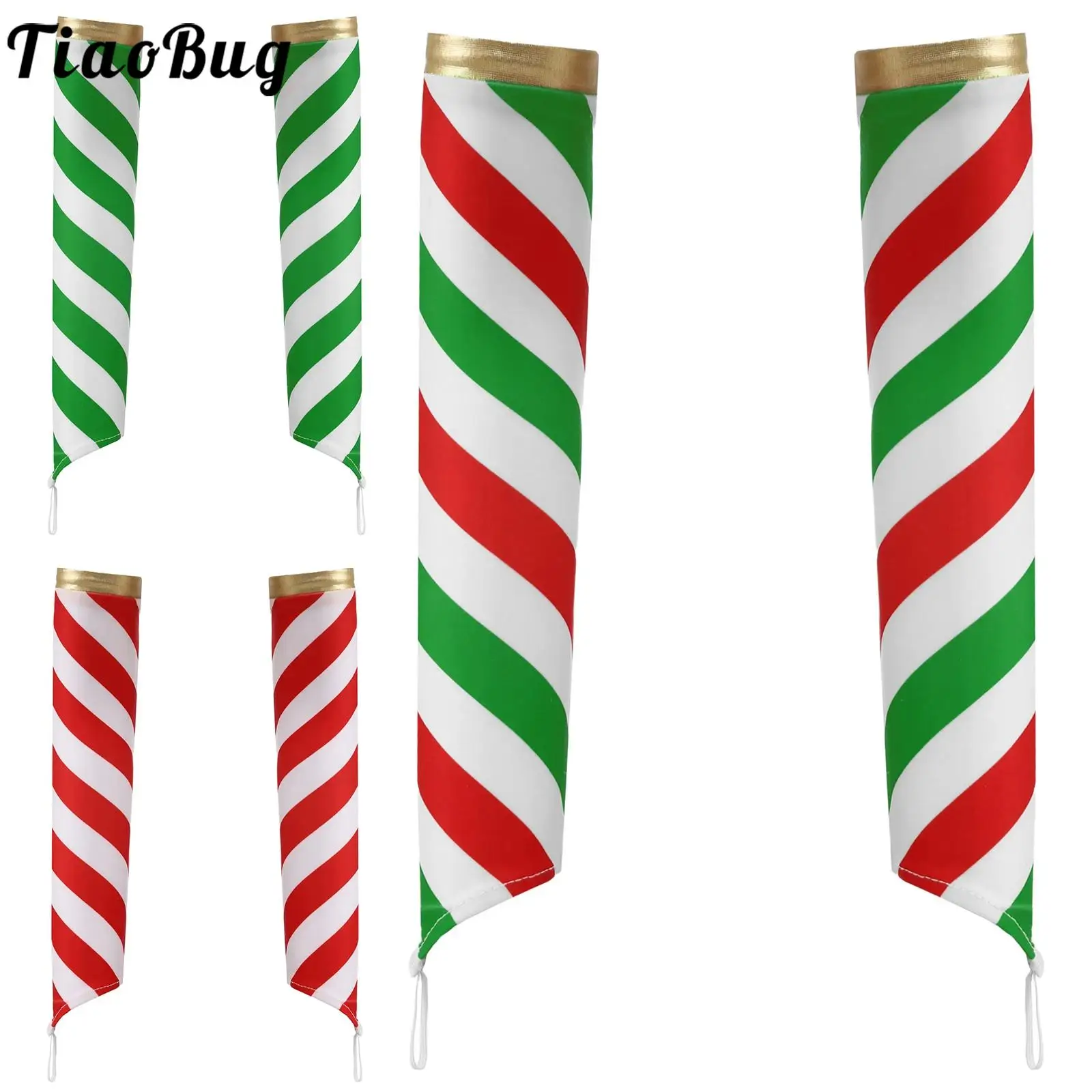

Boys Girls Christmas Role Play Costumes Accessories Stripe Print Oversleeves with Finger Ring for Xmas Cosplay Stage Performance