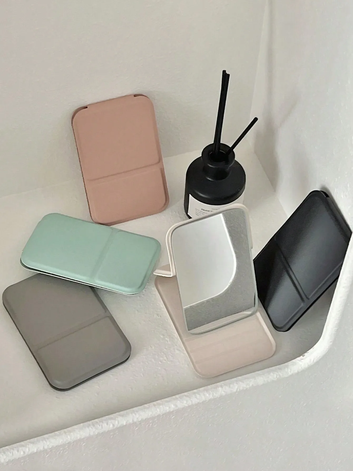 Portable Folding Mini Makeup Mirror Set 1/5pcs Compact Travel Size Handheld Standable Pocketable Gift for Girls Ladies Beauty Lo - view 4