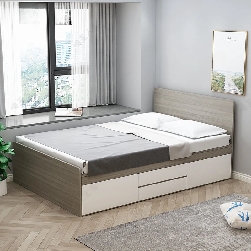 Multifunctional Wood Bed Custom Made Tatami Solid Wood Single Storage Bed Home Minimalist Confortable Muebles Bedroom Furniture