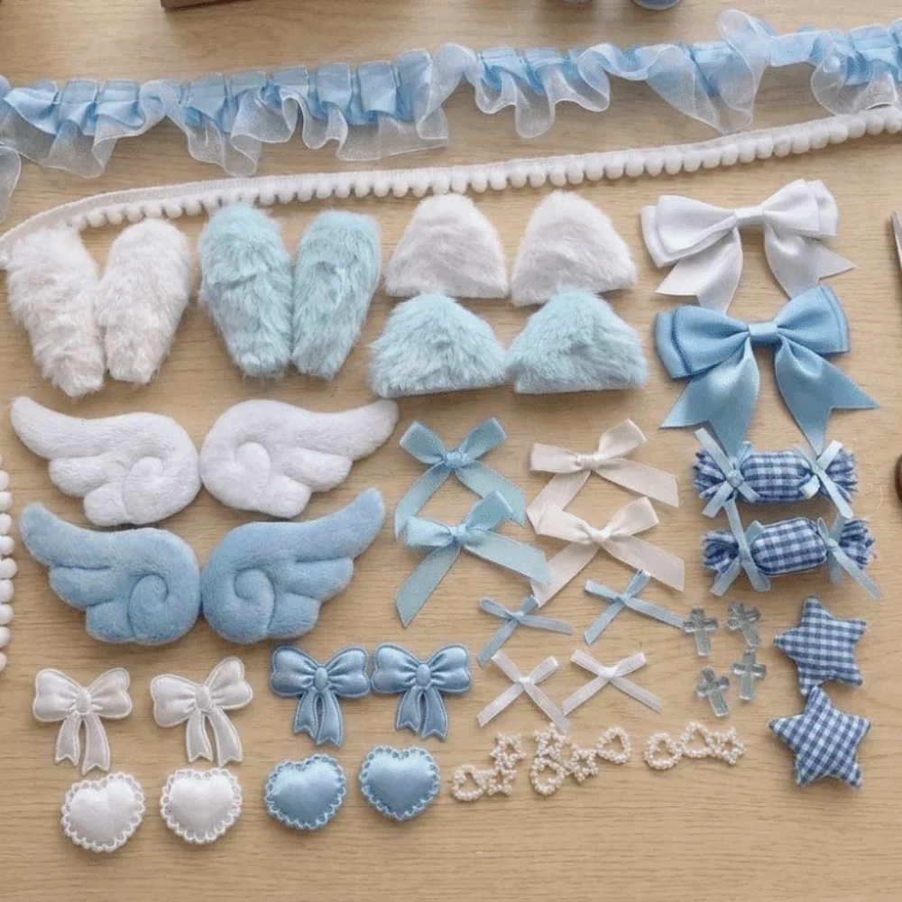 Lace Ribbon DIY Decor Kit Bunny Ear Sweet Girly Handmade Ita Bag Ornaments Card Badge Size Lolita Style Bag Accessories