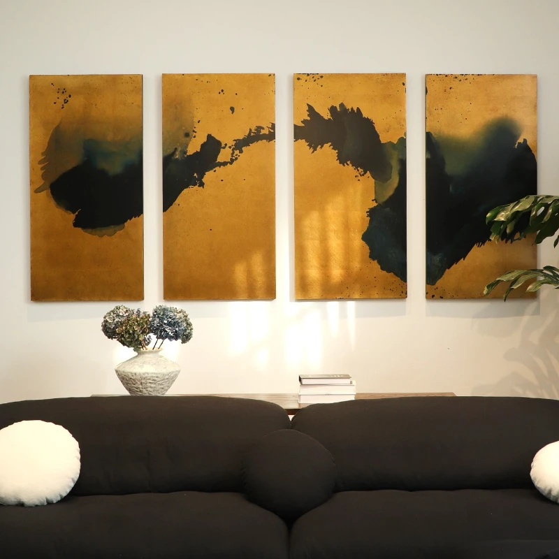 

Medieval style entrance decorative painting modern simple abstract art hanging painting bedroom living room quadruple painting