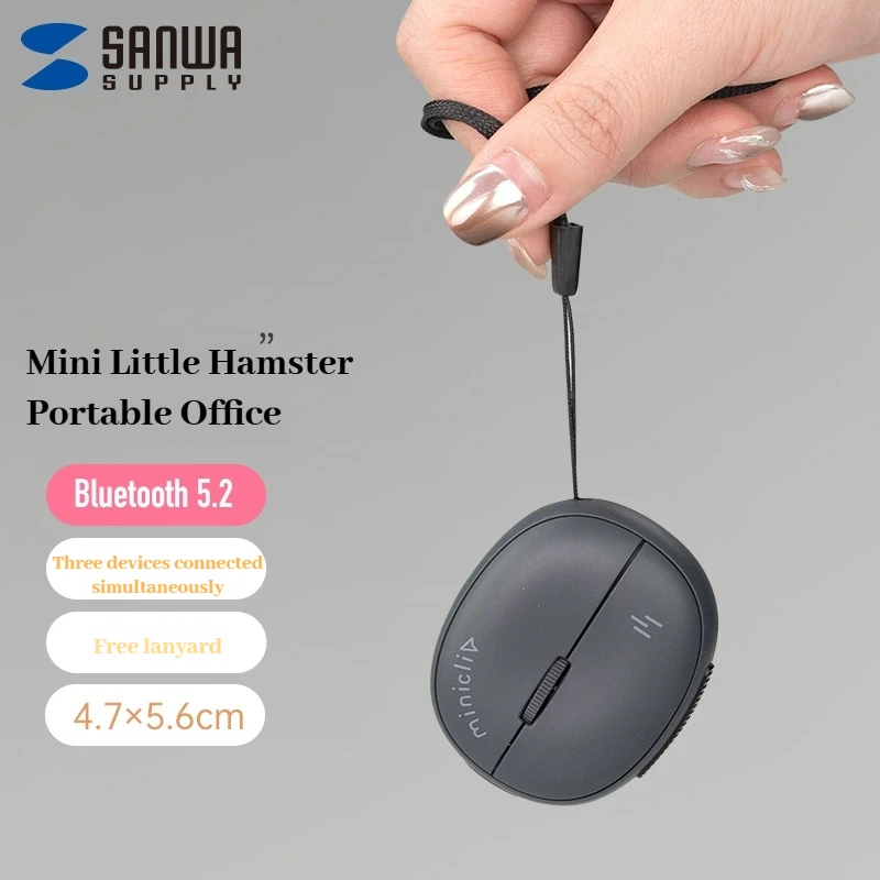 Sanwa Mini Bluetooth Wireless Mouse Portable Rechargeable for Pad/Mac/iOS/Android/Win Office Games Quiet Mouse Can Hang Rope