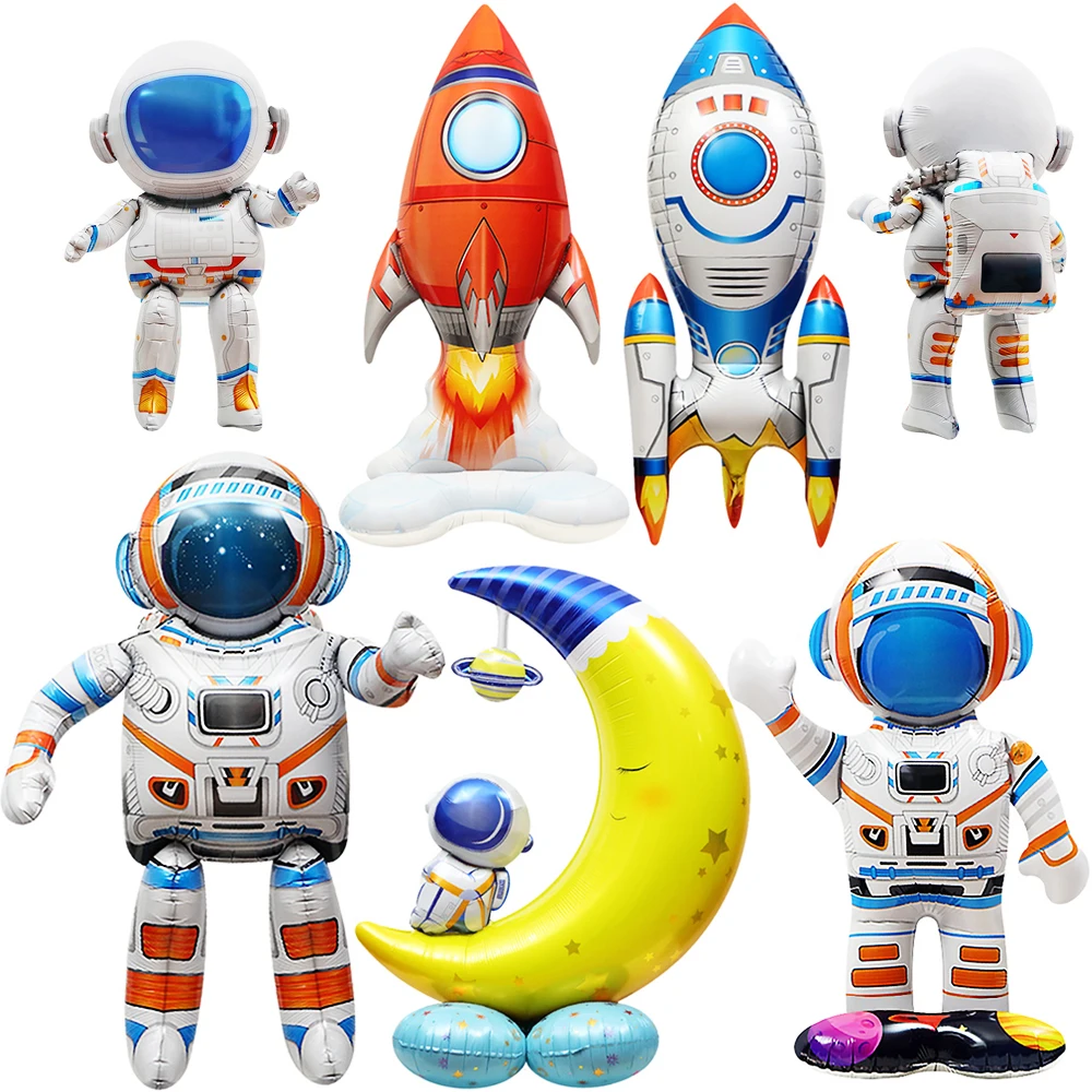 Spaceman Rocket Standing Balloons, Astronaut Foil Balloon, Outer Space Galaxy Theme, Boy Birthday Party Decorations, Baby Shower